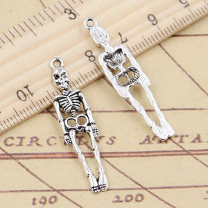20pcs Charms Skull Skeleton Man 39x9mm Tibetan Silver Color Pendants Antique Jewelry Making DIY Handmade Craft