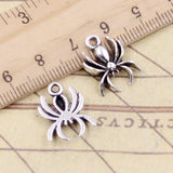 20 piezas de dijes de araña de Halloween, 17 x 14 mm, colgantes de bronce tibetano color plata, joyería antigua, artesanía hecha a mano. 