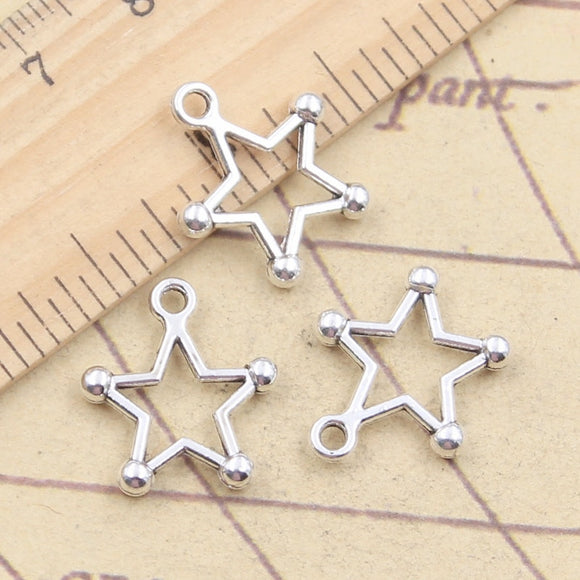 20pcs Charms Star 18x16mm Tibetan Silver Color Pendants Antique Jewelry Making DIY Handmade Craft
