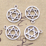 20pcs Charms Star Of David Shield 22x18mm Antique Silver Color Pendants DIY Crafts Making Findings Handmade Tibetan Jewelry