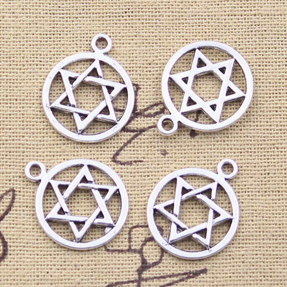 20pcs Charms Star Of David Shield 22x18mm Antique Silver Color Pendants DIY Crafts Making Findings Handmade Tibetan Jewelry