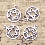 20pcs Charms Star Of David Shield 22x18mm Antique Silver Color Pendants DIY Crafts Making Findings Handmade Tibetan Jewelry