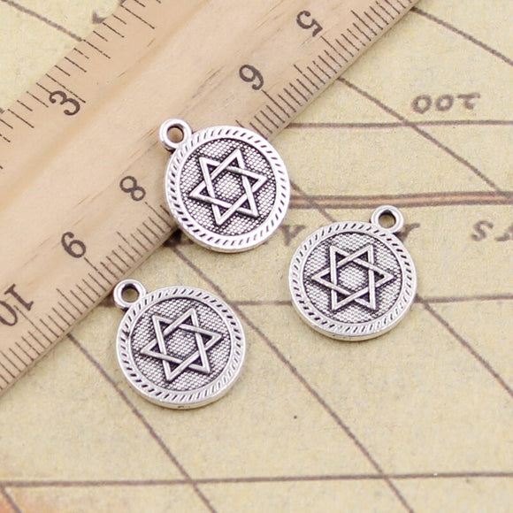 20pcs Charms Star Of David Shield Of David 18x15mm Tibetan Silver Color Pendants Antique Jewelry Making DIY Handmade Craft