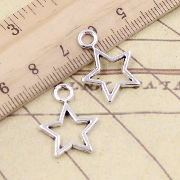 20pcs Charms Star Pentagram 17x21mm Tibetan Bronze Silver Color Pendants Antique Jewelry Making h0686
