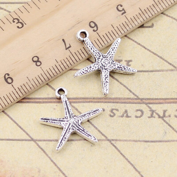 20pcs Charms Starfish 20x18mm Tibetan Bronze Silver Color Pendants Antique Jewelry Making DIY Handmade Craft  EF3932