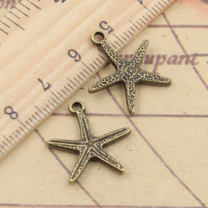 20pcs Charms Starfish 20x18mm Tibetan Bronze Silver Color Pendants Antique Jewelry Making DIY Handmade Craft  EF3932