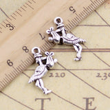 20 piezas de dijes de cigüeña bebé pájaro 23x18 mm, colgantes de bronce tibetano color plata, joyería antigua, artesanía hecha a mano. 