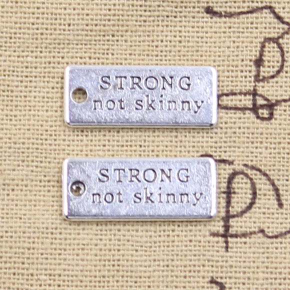 20pcs Charms Strong Not Skinny 22x9mm Antique Silver Pendants DIY Necklace Crafts Making Findings Handmade Tibetan Jewelry