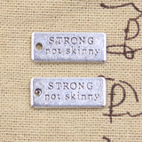 20pcs Charms Strong Not Skinny 22x9mm Antique Silver Pendants DIY Necklace Crafts Making Findings Handmade Tibetan Jewelry