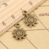 20 piezas de dijes de sol de 17 x 12 mm, colgantes de bronce tibetano color plata, joyería antigua, artesanía hecha a mano. 