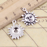 20pcs Charms Sun Sunburst 23x19mm Tibetan Bronze Silver Color Pendants Antique Jewelry Making DIY Handmade Craft  EF3914
