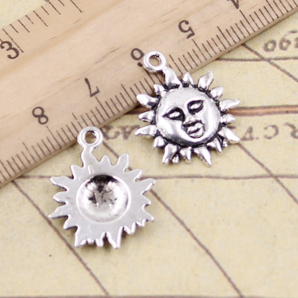 20pcs Charms Sun Sunburst 23x19mm Tibetan Bronze Silver Color Pendants Antique Jewelry Making DIY Handmade Craft  EF3914