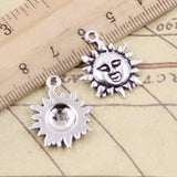 20pcs Charms Sun Sunburst 23x19mm Tibetan Bronze Silver Color Pendants Antique Jewelry Making DIY Handmade Craft