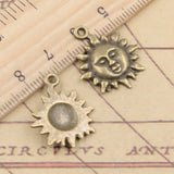 20pcs Charms Sun Sunburst 23x19mm Tibetan Bronze Silver Color Pendants Antique Jewelry Making DIY Handmade Craft