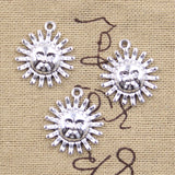 20pcs Charms Sun Sunshine 22x19mm Antique Silver Color Pendants DIY Crafts Making Findings Handmade Tibetan Jewelry