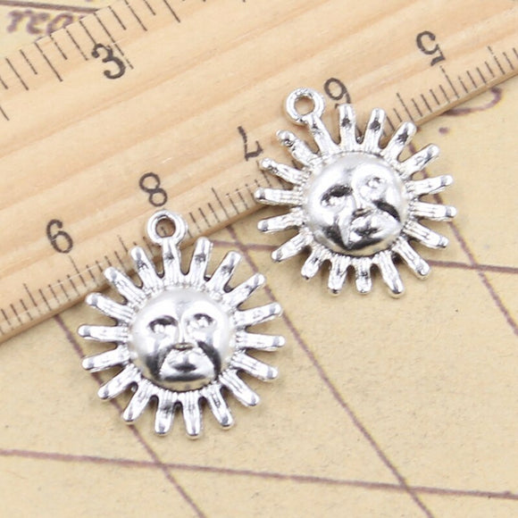 20pcs Charms Sun Sunshine 22x19mm Tibetan Silver Color Pendants Antique Jewelry Making DIY Handmade Craft