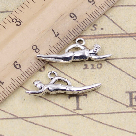 20pcs Charms Swimming Swimmer Sporter 29x11mm Tibetan Silver Color Pendants Antique Jewelry Making DIY Handmade Craft