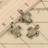 20 piezas de dijes de tortuga marina de 16 x 12 mm, colgantes de bronce tibetano color plata, joyería antigua, fabricación artesanal, colgante artesanal. 