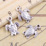 20 piezas de dijes de tortuga marina de 16 x 12 mm, colgantes de bronce tibetano color plata, joyería antigua, fabricación artesanal, colgante artesanal. 