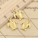 20 piezas de dijes de tortuga marina de 16 x 12 mm, colgantes de bronce tibetano color plata, joyería antigua, fabricación artesanal, colgante artesanal. 