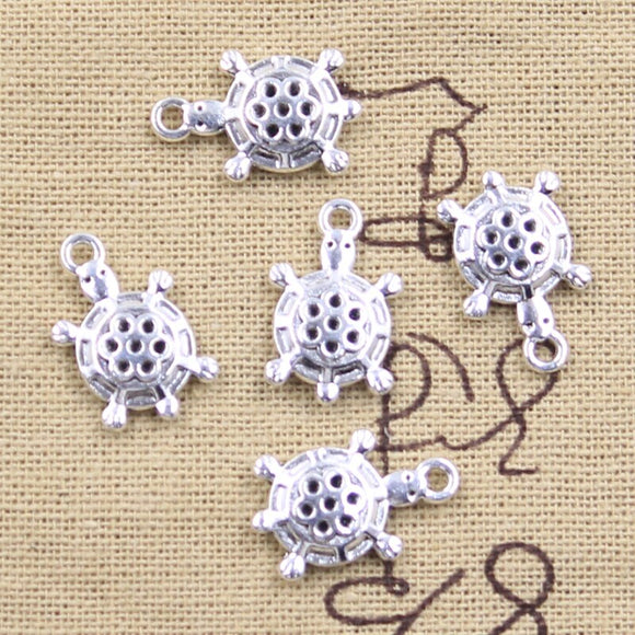 20pcs Charms Turtle Tortoise Sea 19x12mm Antique Silver Color Pendants DIY Crafts Making Findings Handmade Tibetan Jewelry