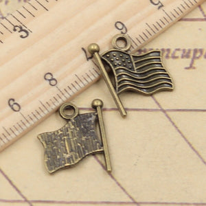 20pcs Charms Usa Flag 18x15mm Tibetan Bronze Silver Color Pendants Antique Findings Jewelry Making DIY Handmade Craft H0661