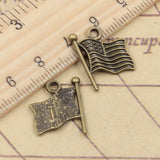 20pcs Charms Usa Flag 18x15mm Tibetan Bronze Silver Color Pendants Antique Findings Jewelry Making DIY Handmade Craft H0661