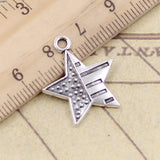 20pcs Charms Usa Flag Star 23x20mm Tibetan Silver Color Pendants Antique Jewelry Making DIY Handmade Craft Pendant