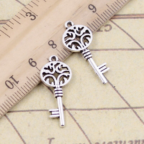 20pcs Charms Vintage Skeleton Key 27x11mm Tibetan Silver Color Pendants Antique Jewelry Making DIY Handmade Craft