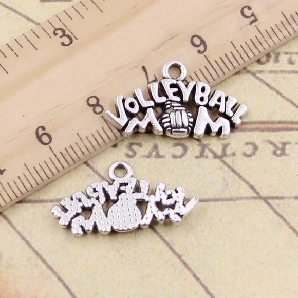 20pcs Charms Volleyball Mom 13x23mm Tibetan Silver Color Pendants Antique Jewelry Making DIY Handmade Craft Pendant