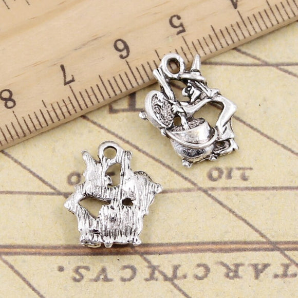 20pcs Charms Witch Refining Drugs 19x15mm Tibetan Silver Color Pendants Antique Jewelry Making DIY Handmade Craft