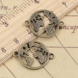 20pcs Charms World Map Link Earth Connector 20x26mm Tibetan Bronze Silver Color Pendants Antique Making DIY Handmade Craft