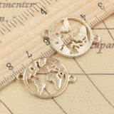 20pcs Charms World Map Link Earth Connector 20x26mm Tibetan Bronze Silver Color Pendants Antique Making DIY Handmade Craft
