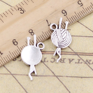 20pcs Charms Yarn Ball Knit Crochet 26x12mm Tibetan Silver Color Pendants Antique Jewelry EF3625