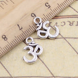 20 piezas de dijes de yoga OM de 15 x 10 mm, colgantes de bronce tibetano color plata, joyería antigua, artesanía hecha a mano. 