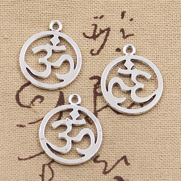 20pcs Charms Yoga Om 22x19mm Antique Silver Color Pendants DIY Crafts Making Findings Handmade Tibetan Jewelry