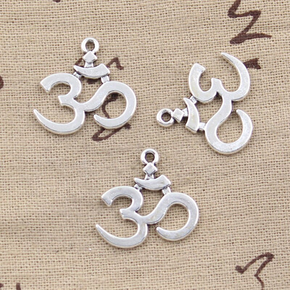 20pcs Charms Yoga Om 23x21mm Antique Silver Color Pendants DIY Crafts Making Findings Handmade Tibetan Jewelry