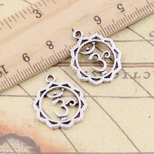 20pcs Charms Yoga Om Flower 23x19mm Tibetan Silver Color Pendants Antique Jewelry Making DIY Handmade Craft