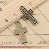 20pcs Charms cross trust god 24x13mm Tibetan Bronze Silver Color Pendants Antique Jewelry Making DIY Handmade Craft