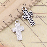 20pcs Charms cross trust god 24x13mm Tibetan Bronze Silver Color Pendants Antique Jewelry Making DIY Handmade Craft