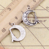 20pcs Charms eiffel tower paris moon 22x19mm Tibetan Bronze Silver Color Pendants Antique Jewelry Making DIY Handmade Craft