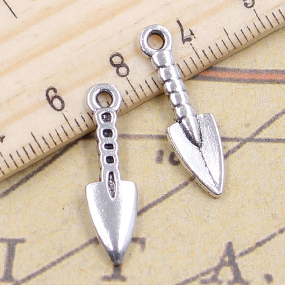20pcs Charms tools military shovel spade 25x7mm Tibetan Silver Color Pendants Antique Jewelry Making DIY Handmade Craft