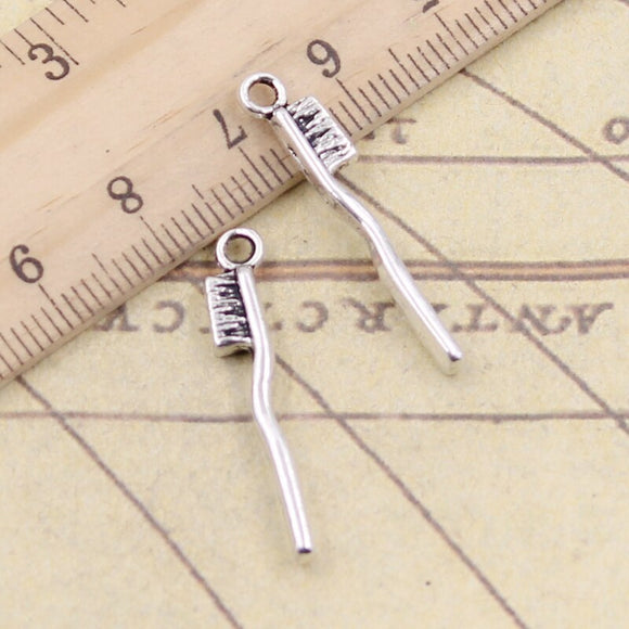 20pcs Charms toothbrush 29x13mm Tibetan Bronze Silver Color Pendants Antique Jewelry Making DIY Handmade Craft EF3805