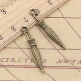 20 piezas de dijes de paraguas de 35 x 5 mm, colgantes de color bronce tibetano y plata, joyería antigua, artesanía hecha a mano. 