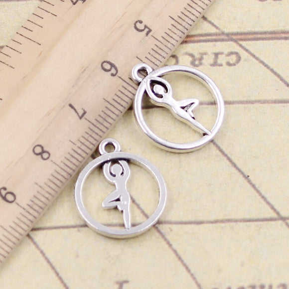 20pcs Charms yoga dancer ballet girls 19x16mm Tibetan Silver Color Pendants Antique Jewelry Making DIY Handmade Craft