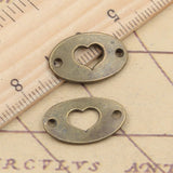 20pcs  Heart Connector 13x20mm Tibetan Bronze Silver Color Pendants Antique Jewelry Making DIY Handmade Craft