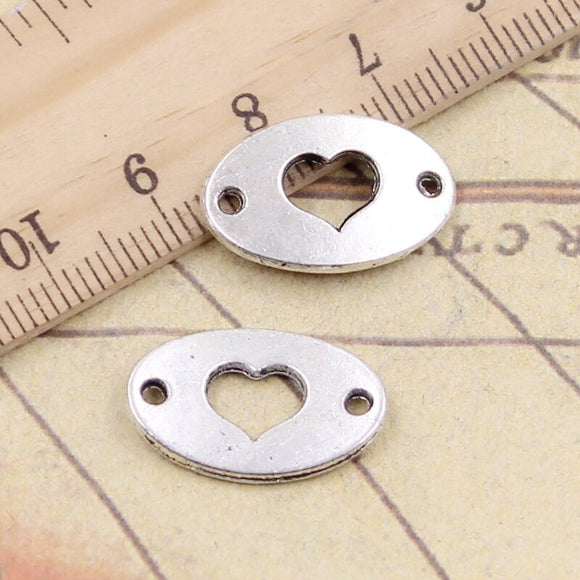 20pcs  Heart Connector 13x20mm Tibetan Bronze Silver Color Pendants Antique Jewelry Making DIY Handmade Craft