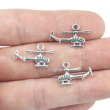 20pcs/lot 12*18mm DIY Helicopter Charm Antique Silver Color Airplane Charm Pendant  For Necklace Bracelet Jewelry Making