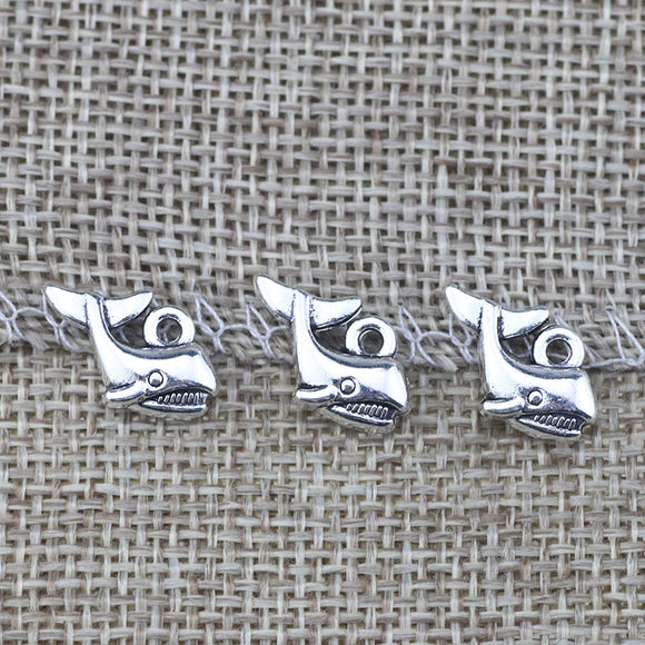 20pcs/lot 15*9mm Antique Silver Color  Animal  Small Cute Shark Charms For DIY Jewelry Making Accessories Handcraft