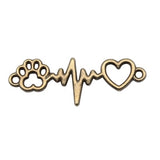 20pcs12x34mm Jewelry DIY Handmade Craft Charms Dog Claw Love Heartbeat Ecg Connector